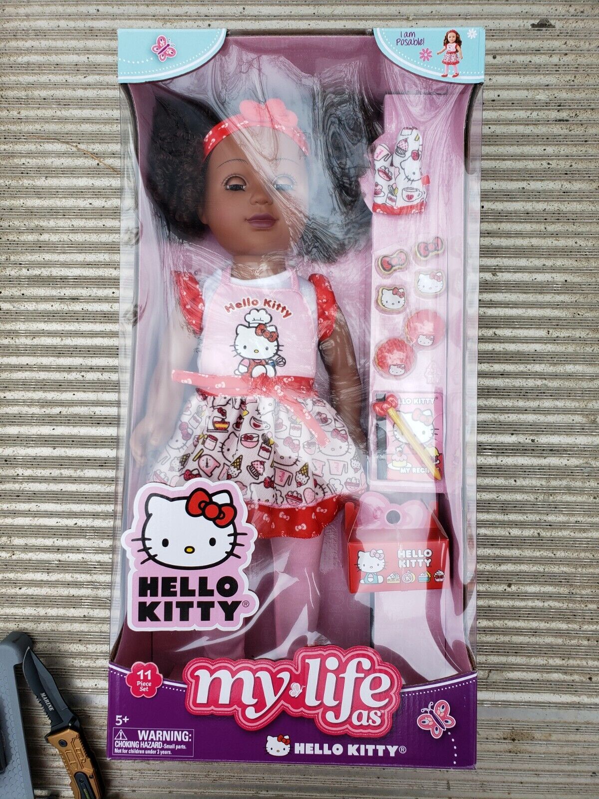 My Life As 18 inch Poseable Black Hello Kitty Baker Doll with Dark Brown Hair