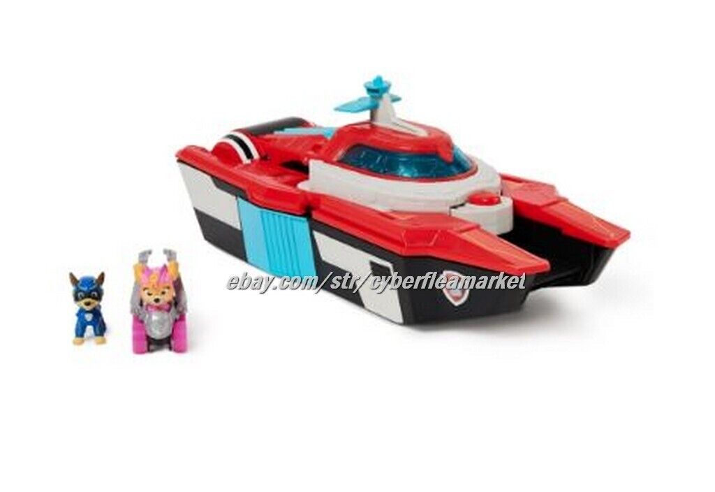 Paw Patrol The Mighty Movie Aircraft Carrier HQ with Chase Action Figure "NEW"