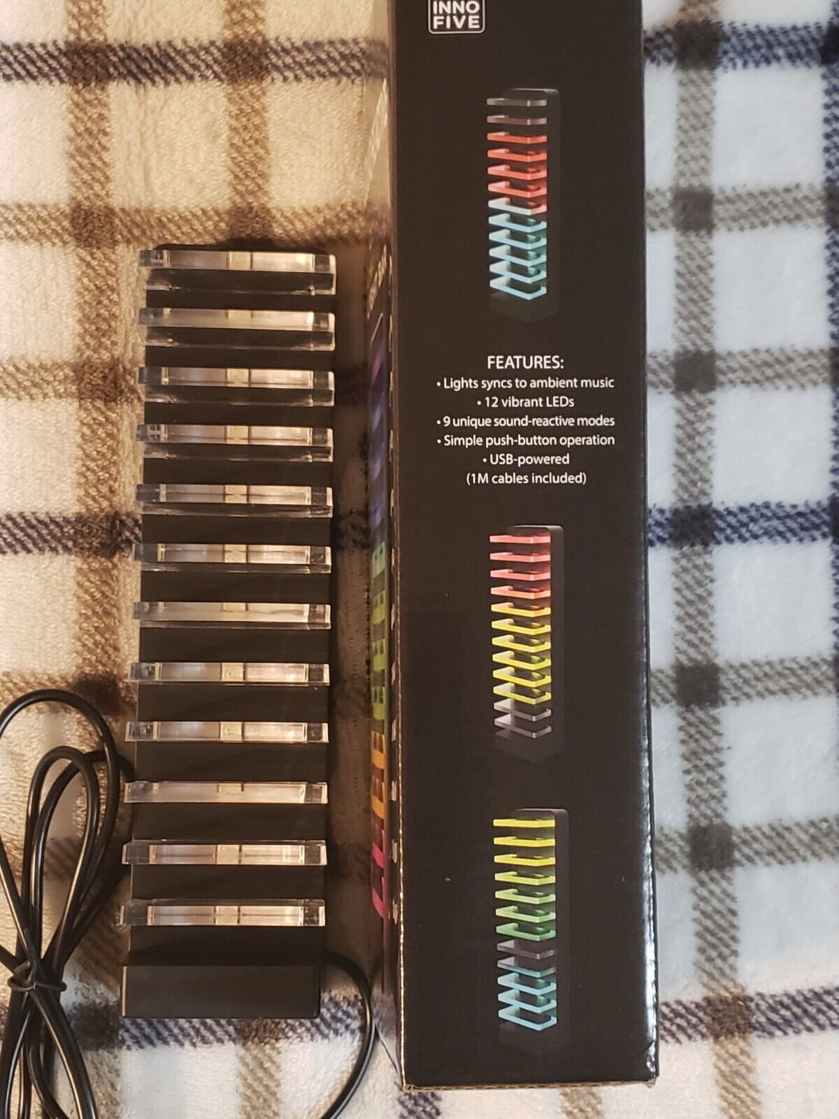 Sound-Activated 2 pk Color Changing LED Light Bars ~ 12 lights/bar 7.5" Tall NEW