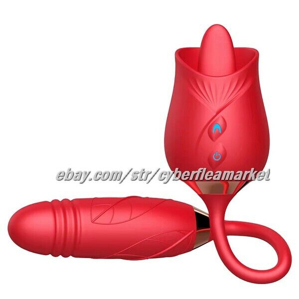 Thrusting Tongue Oral Clit Licking Rose Vibrator G Spot Dildo Sex Toys ANY GENDE
