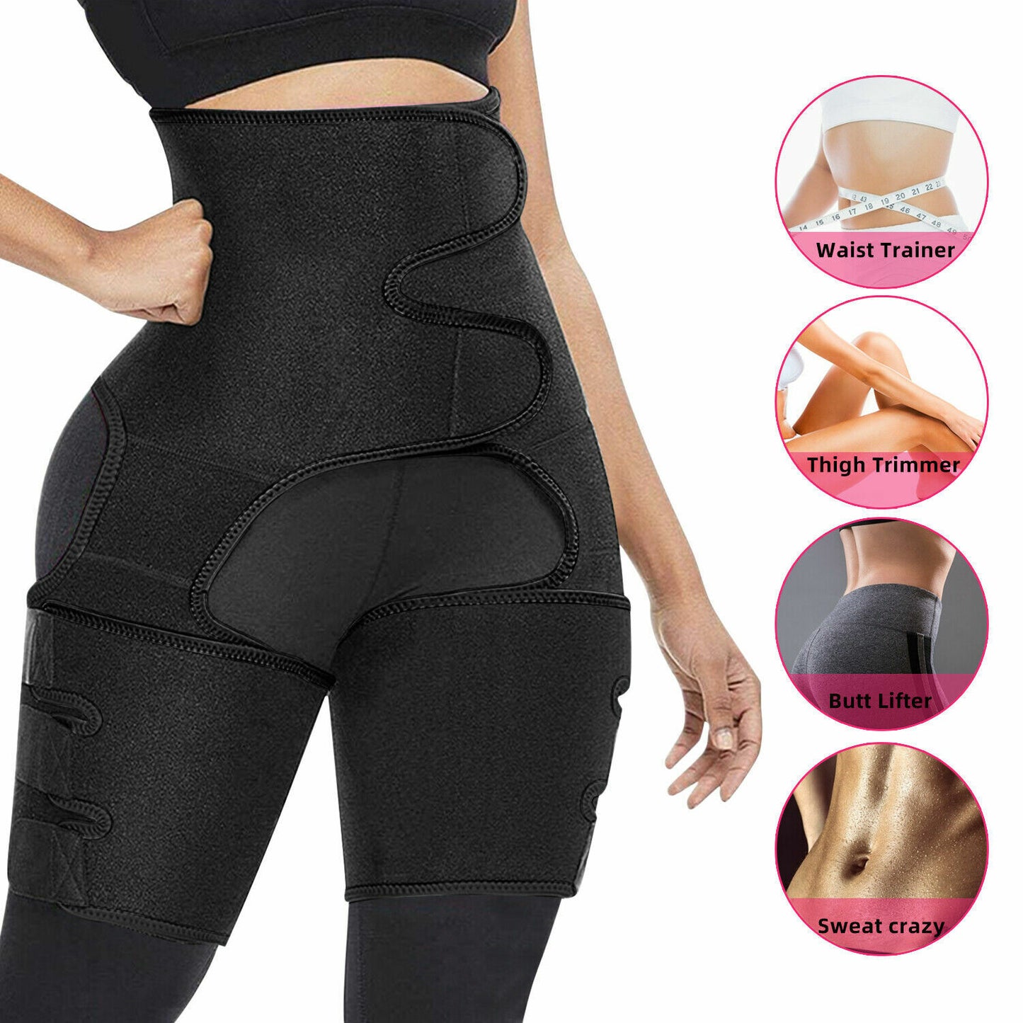 Thigh Trimmer High Waist Belt With Butt Lifter Slimming Body Shaper Sweat Band