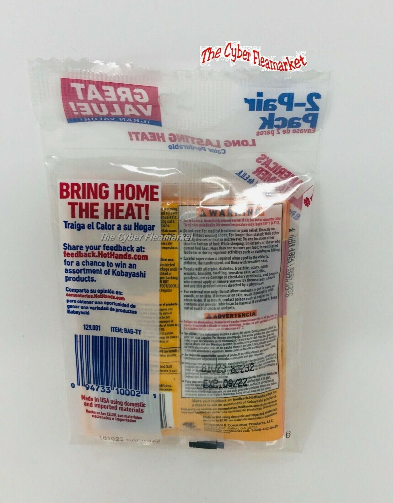 Lot of 5 Pks.-TOTAL-10 Pairs/20 Single-2 Pairs HotHands Toe Warmers Pack!Exp.'22