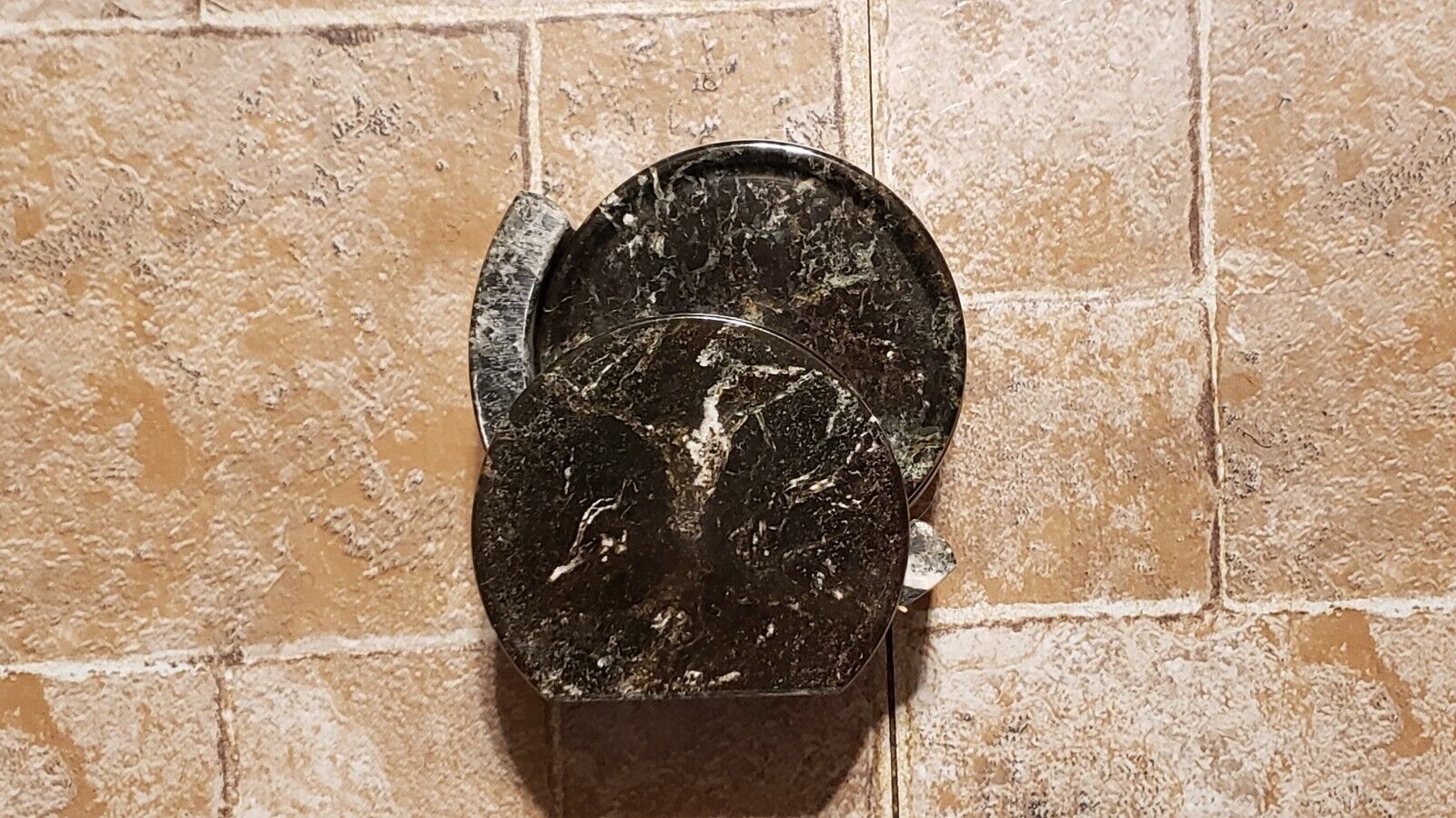 Set Of 6 Black Marble Coaster Set With Marble Holder