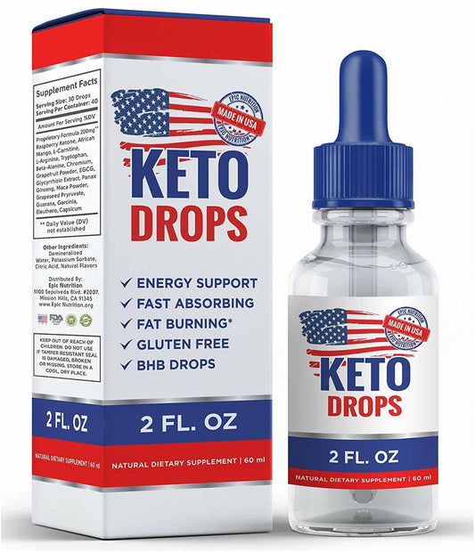 Keto Liquid Drops - Carb-Free Sublingual Ketones - Supports Ketosis Diet, 