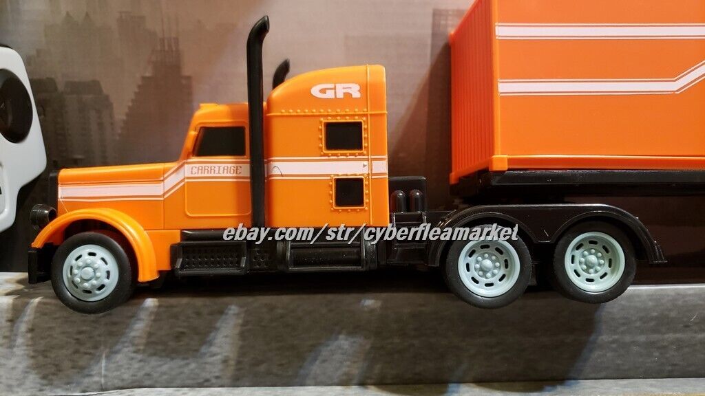 RC Semi Truck & Trailer 18 Inch 2.4Ghz Fast Speed 1:16 Scale RECHARGEABLE ORANGE