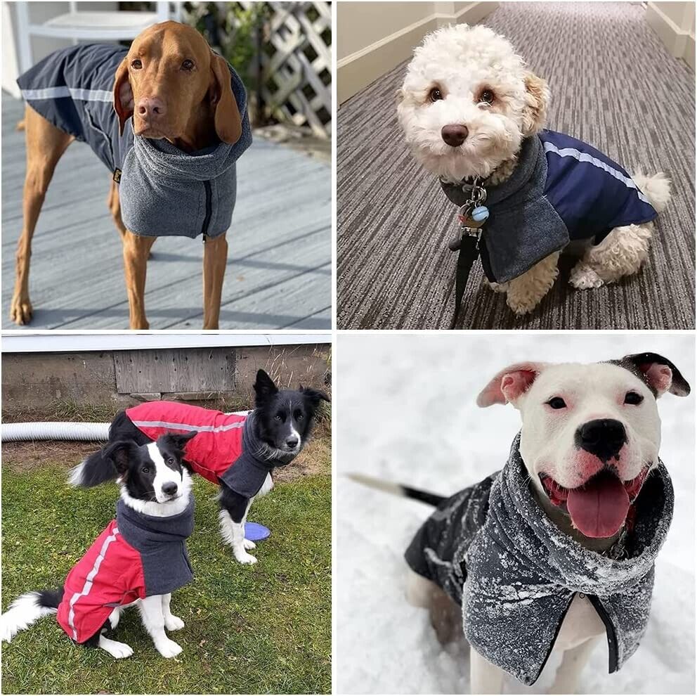 SlowTon Winter Dog Coat, Warm Polar Fleece Lining Doggie Outdoor Jacket with Tur