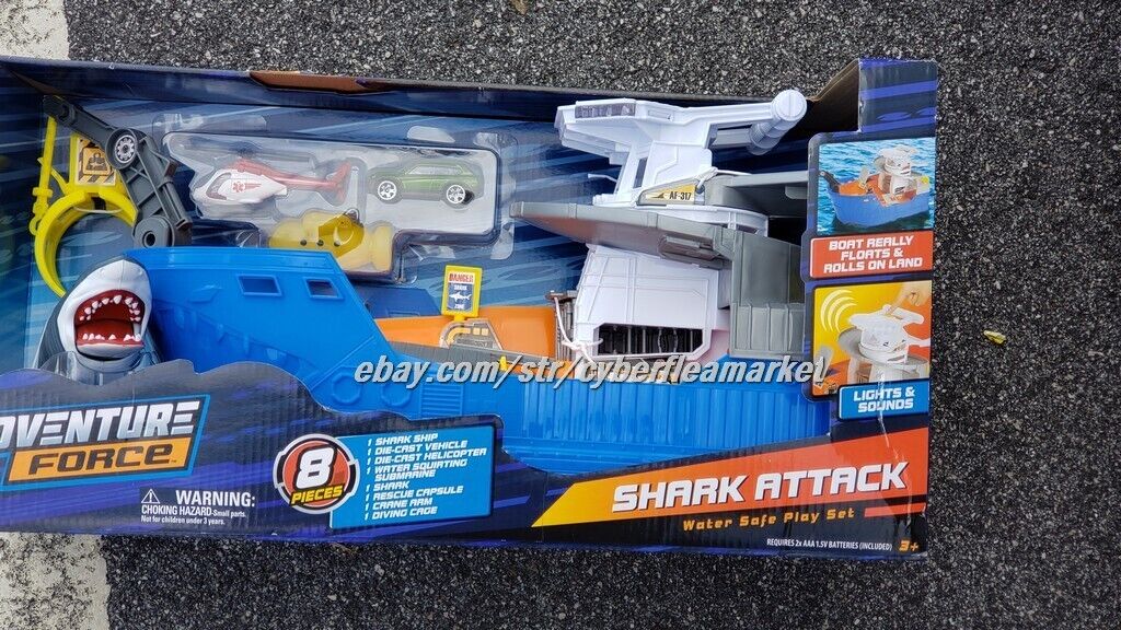 Adventure Force Shark Attack Water Safe, Toy Boat, Die-Cast Vehicle Playset