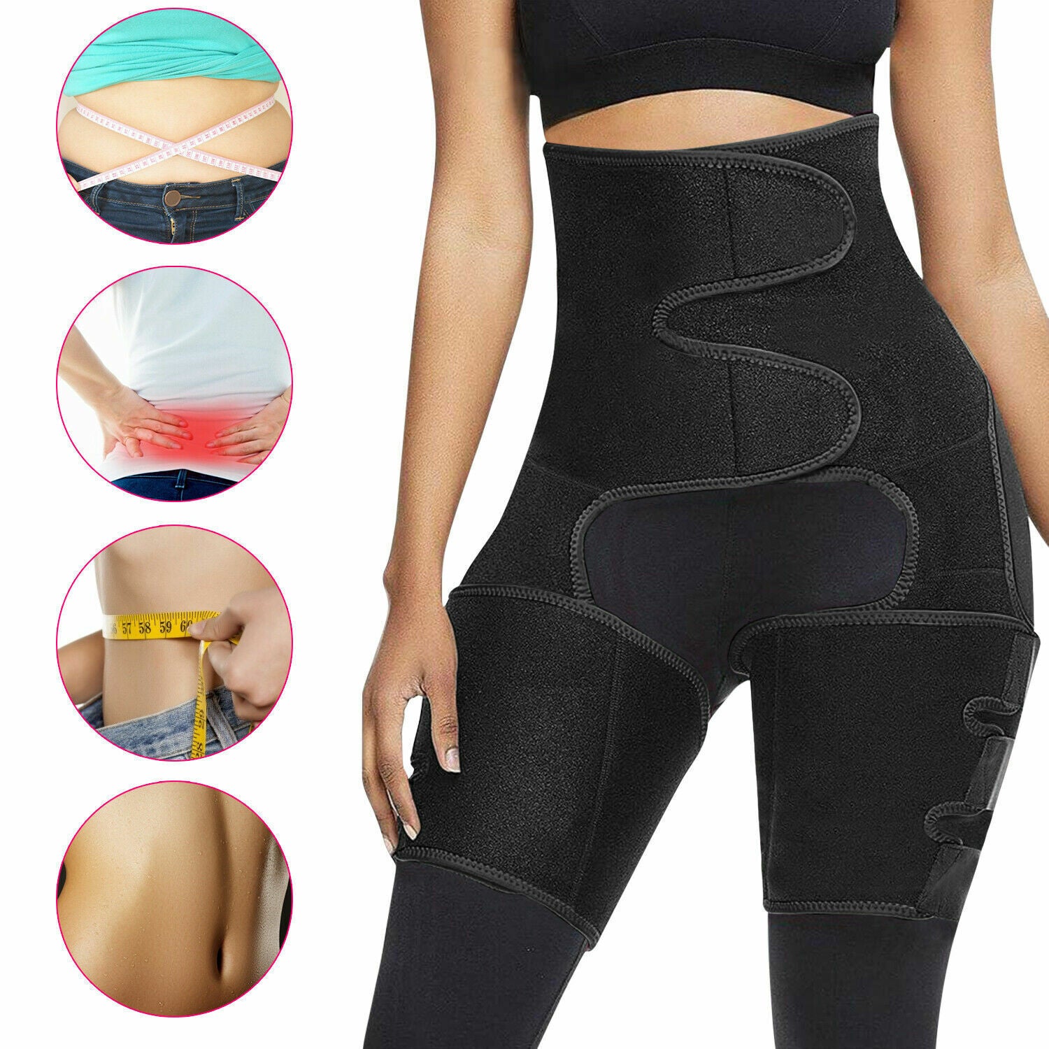 Thigh Trimmer High Waist Belt With Butt Lifter Slimming Body Shaper Sweat Band