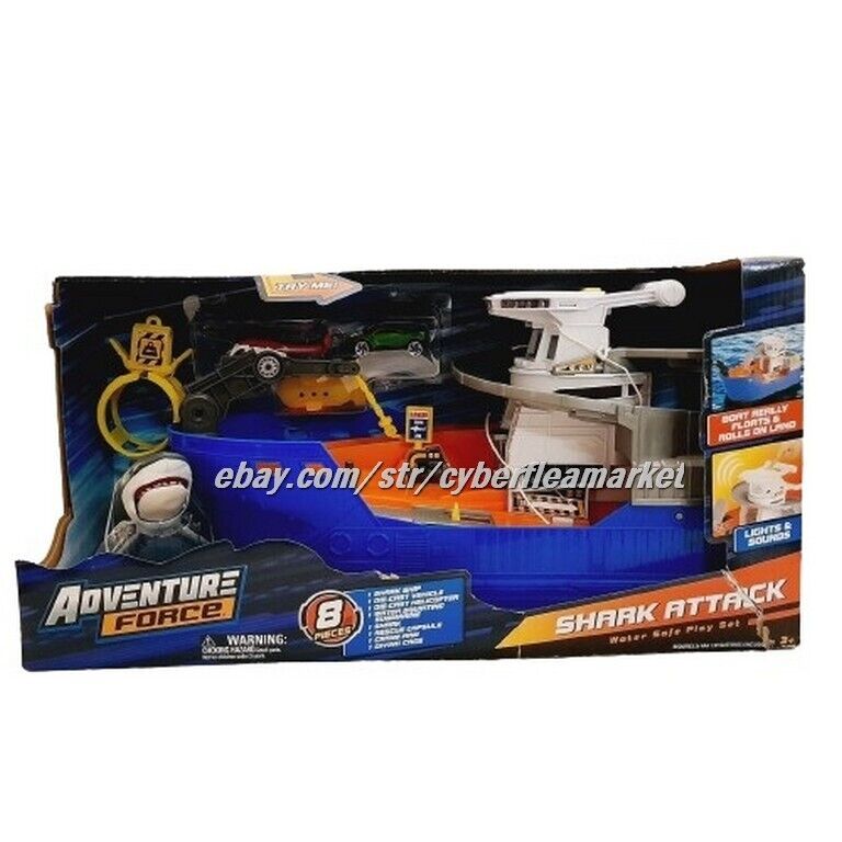 Adventure Force Shark Attack Water Safe, Toy Boat, Die-Cast Vehicle Playset
