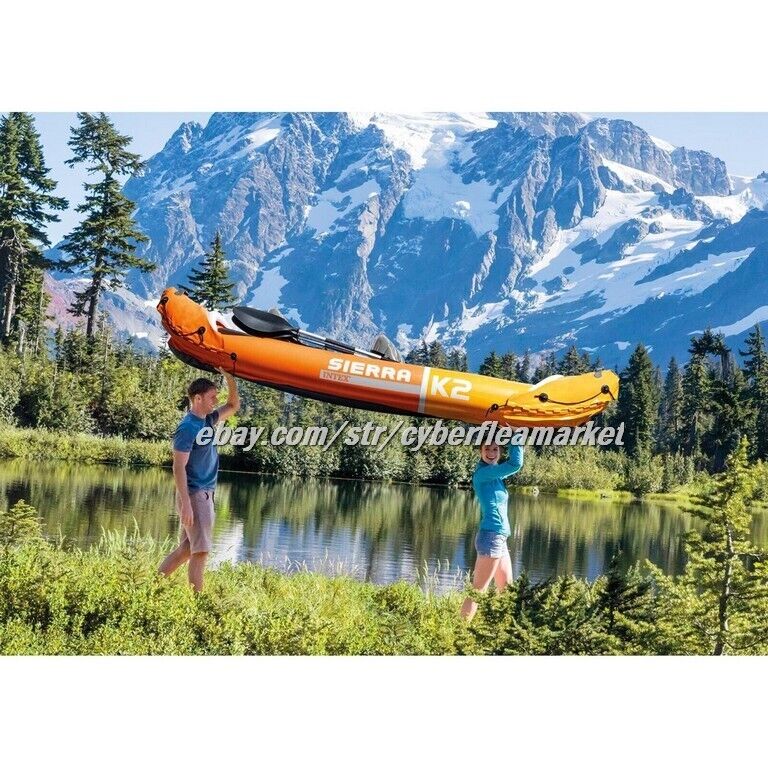 Intex Sierra K2 Inflatable Kayak Oars Hi-Output Pump Carry Bag Free Shipping
