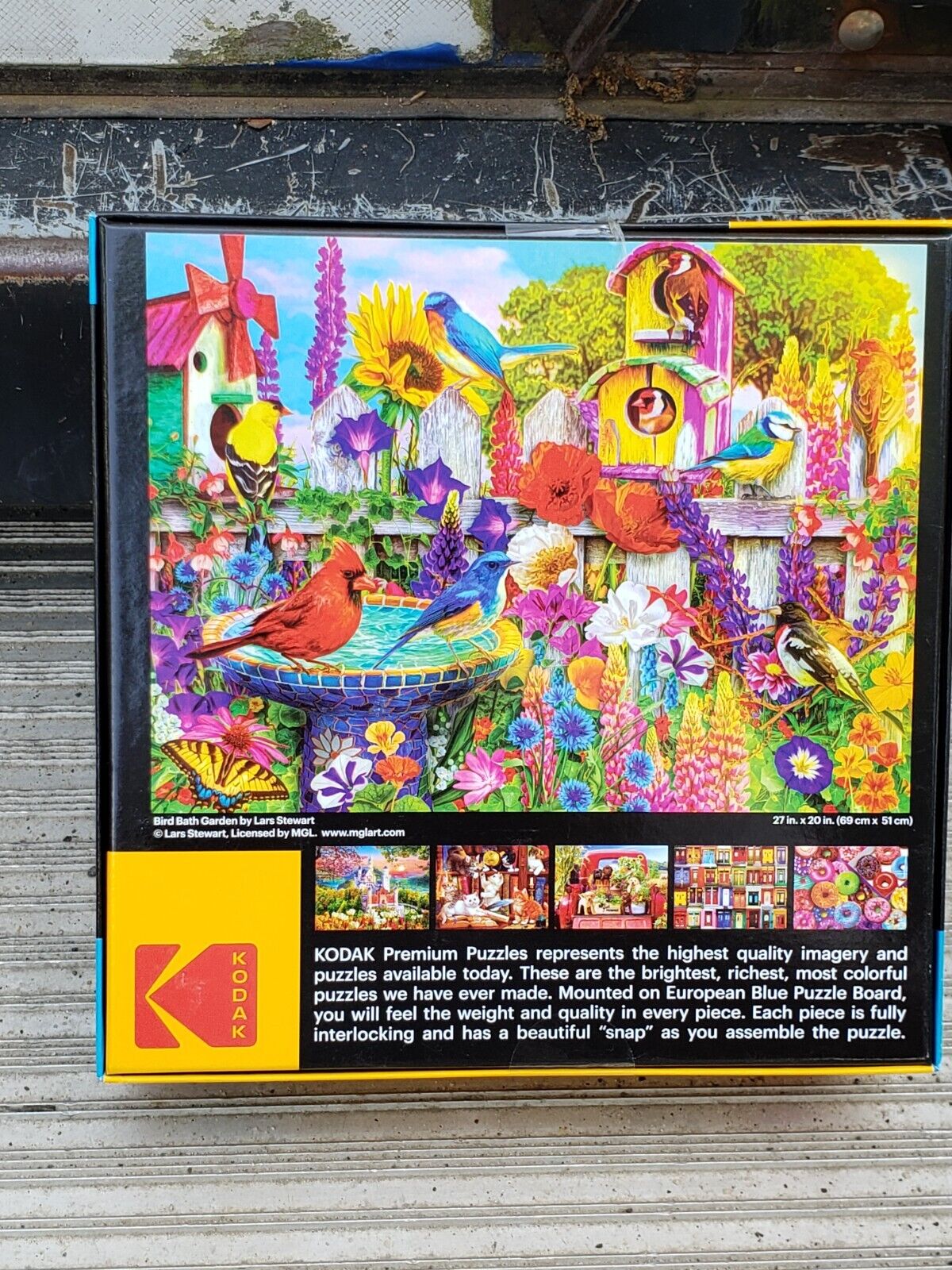 Kodak Premium Puzzle 1000 Pieces Bird Bath Garden by Lars Stewart Factory Sealed