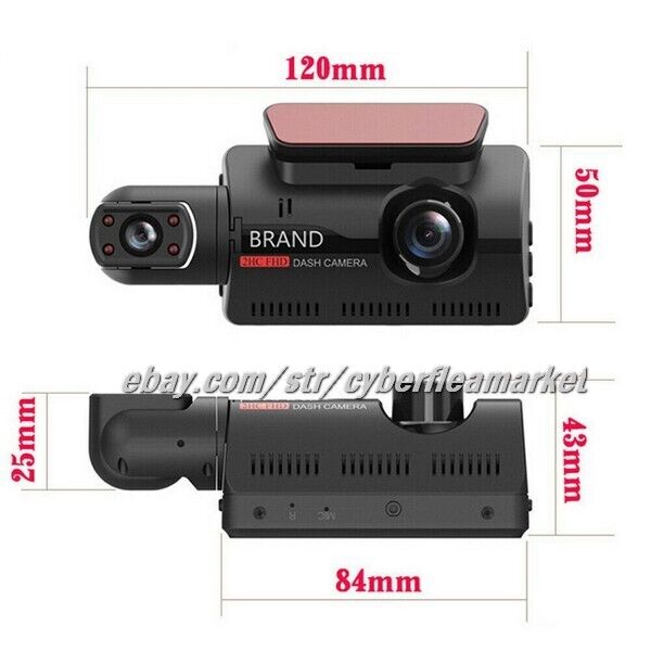 1080P Dual Lens Car DVR Dash Cam Video Recorder G-Sensor Front and Inside Camera