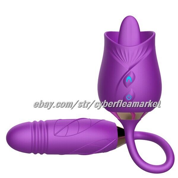 Thrusting Tongue Oral Clit Licking Rose Vibrator G Spot Dildo Sex Toys ANY GENDE