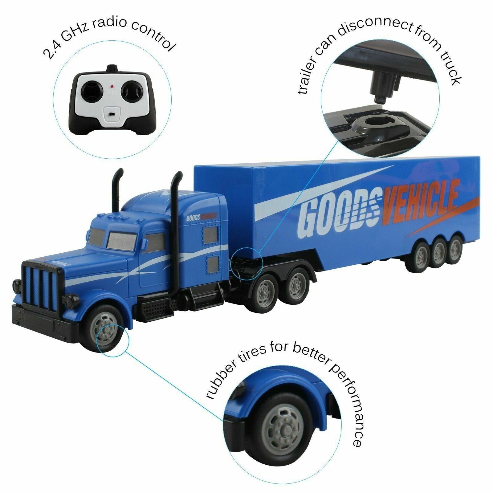 RC Semi Truck And Trailer 18 Inch 2.4Ghz Fast Speed 1:16 Scale Electric