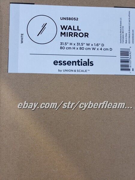White Circle Wall Mirror 32 Inch Round For Entryways Washrooms & ANY AREA