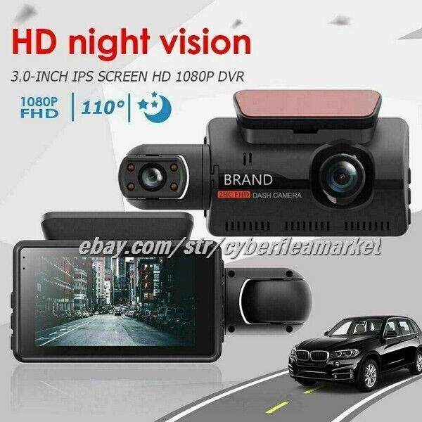 1080P Dual Lens Car DVR Dash Cam Video Recorder G-Sensor Front and Inside Camera