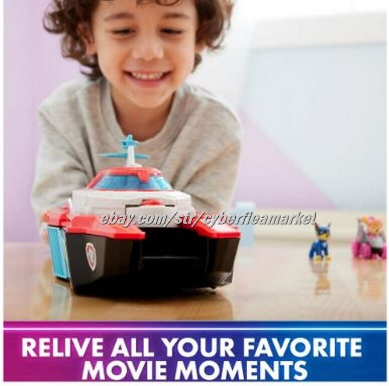 Paw Patrol The Mighty Movie Aircraft Carrier HQ with Chase Action Figure "NEW"