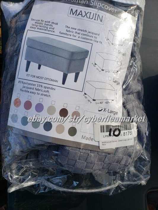 MAXIJIN Ottoman Slipcover Stretch Square Rectangle stool GREY XL