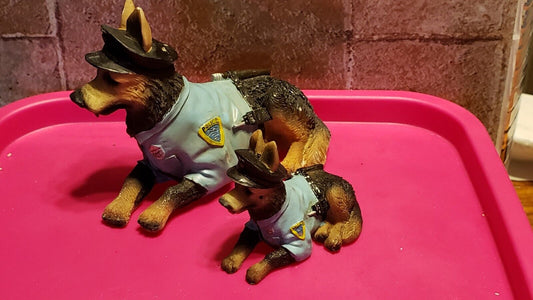 Police German Shepard dogs in uniform figurines