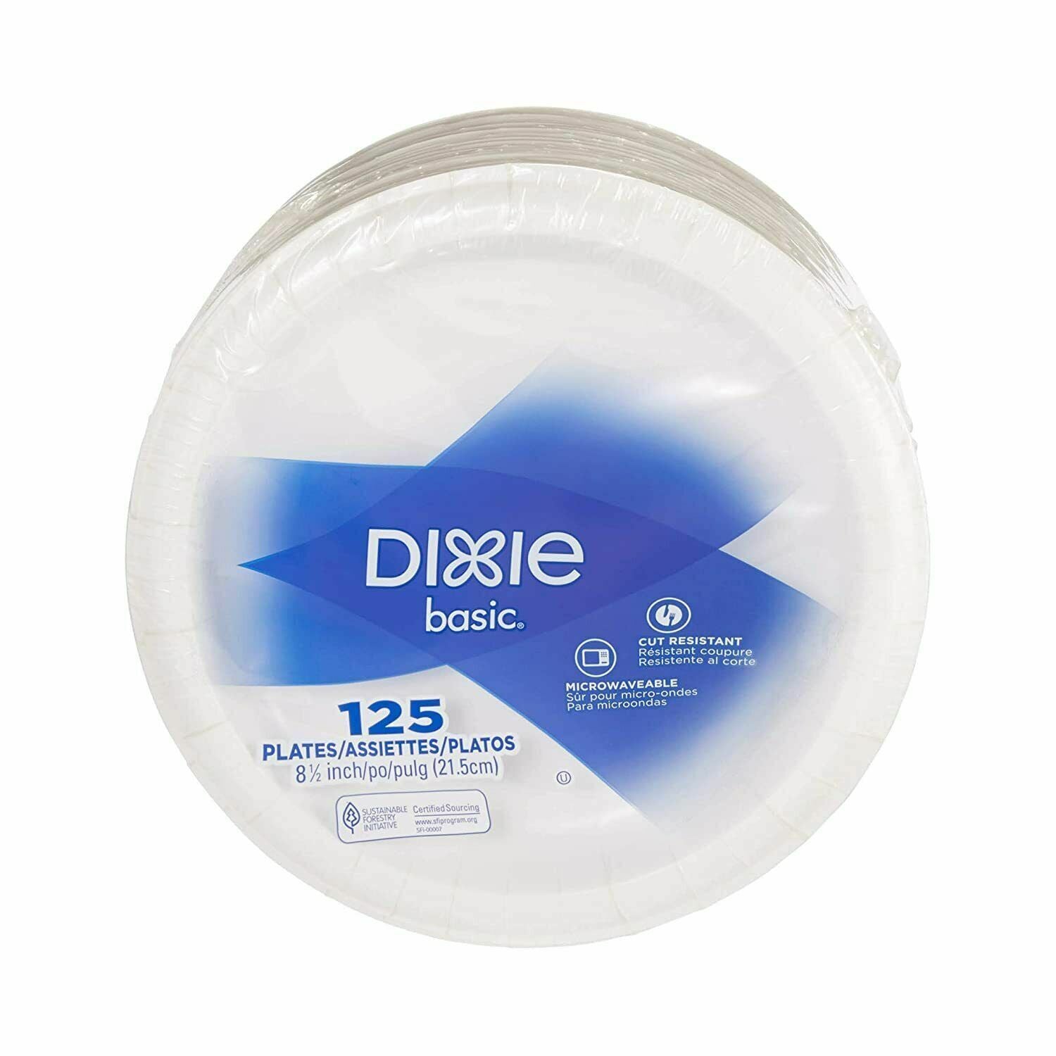 One Case of Dixie Basic 8 1/2” Light Weight Paper Plates White - 500 ct.