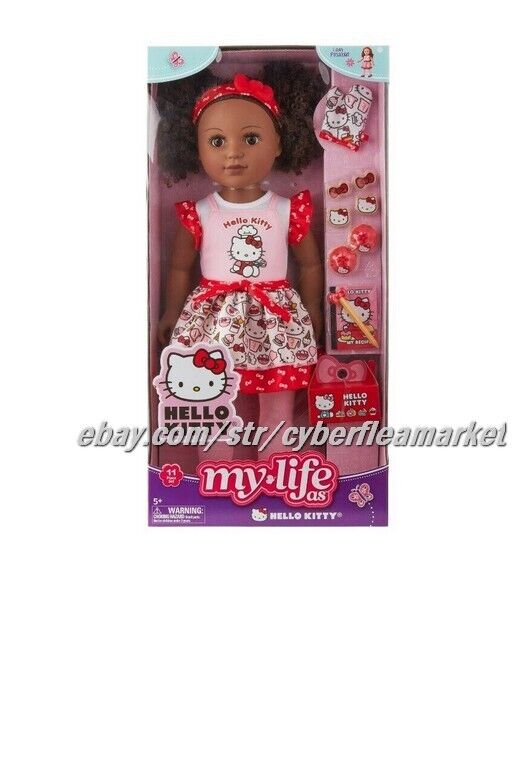 My Life As 18 inch Poseable Black Hello Kitty Baker Doll with Dark Brown Hair
