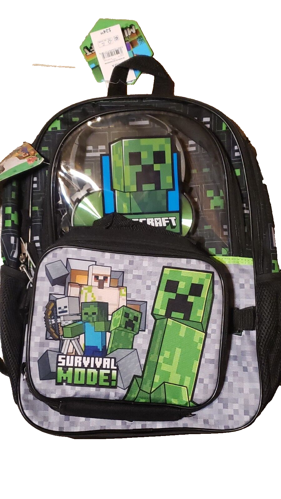 Minecraft TNT Boys 17" Light Up & Minecraft Survival mode w headphone backpacks