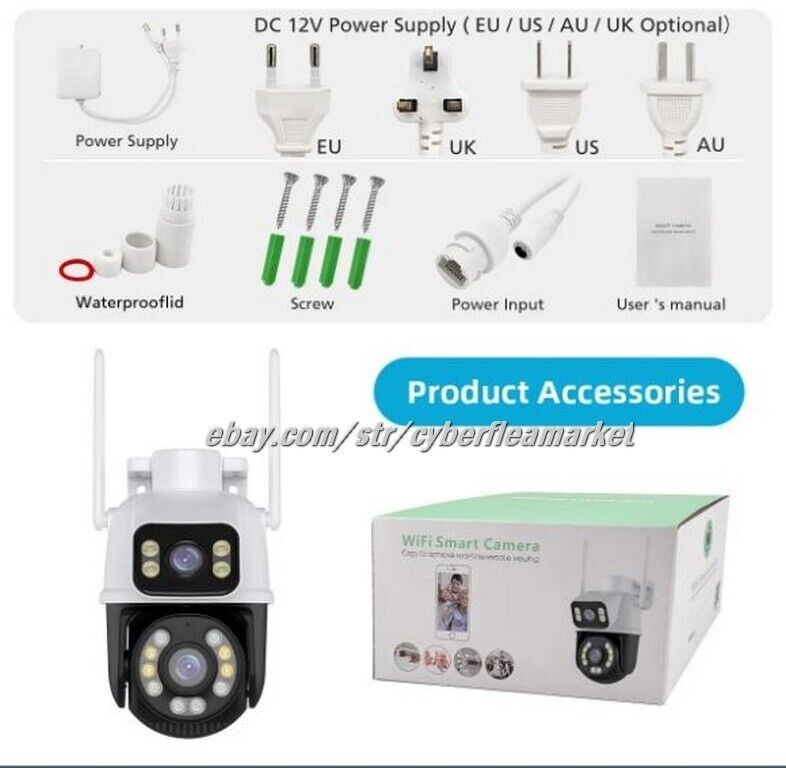 ICSEE HD 4MP+4MP Dual Lens WiFi Wireless Camera Outdoor Home IR IP Security Cam