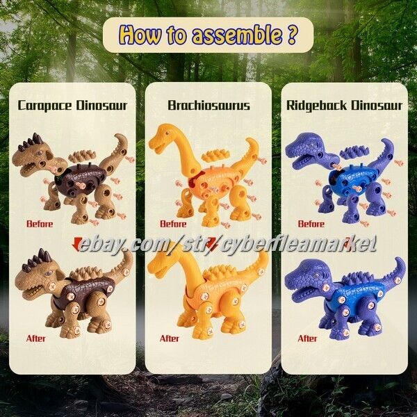 Dinosaur Game Toys Building sets 3 Styles For Kid Toddlers Boys Girls