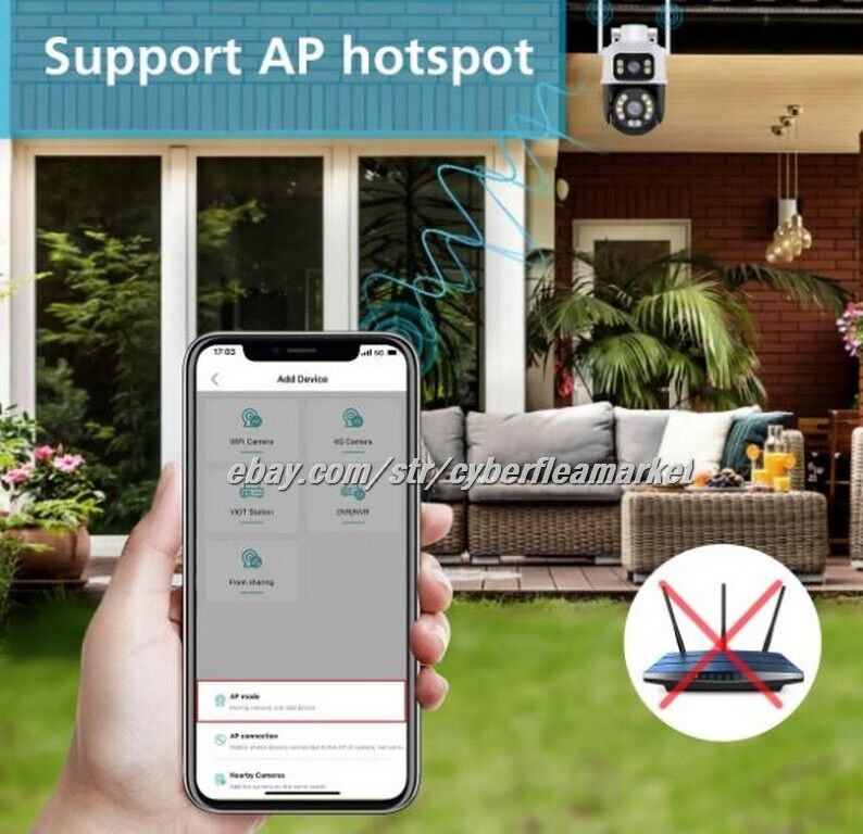 ICSEE HD 4MP+4MP Dual Lens WiFi Wireless Camera Outdoor Home IR IP Security Cam