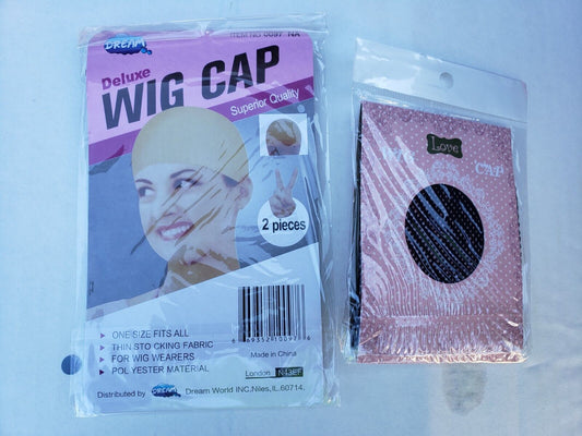 ONE PACK WITH 2pcs Deluxe Nylon  Stocking Stretchy Wig Caps Light Beige