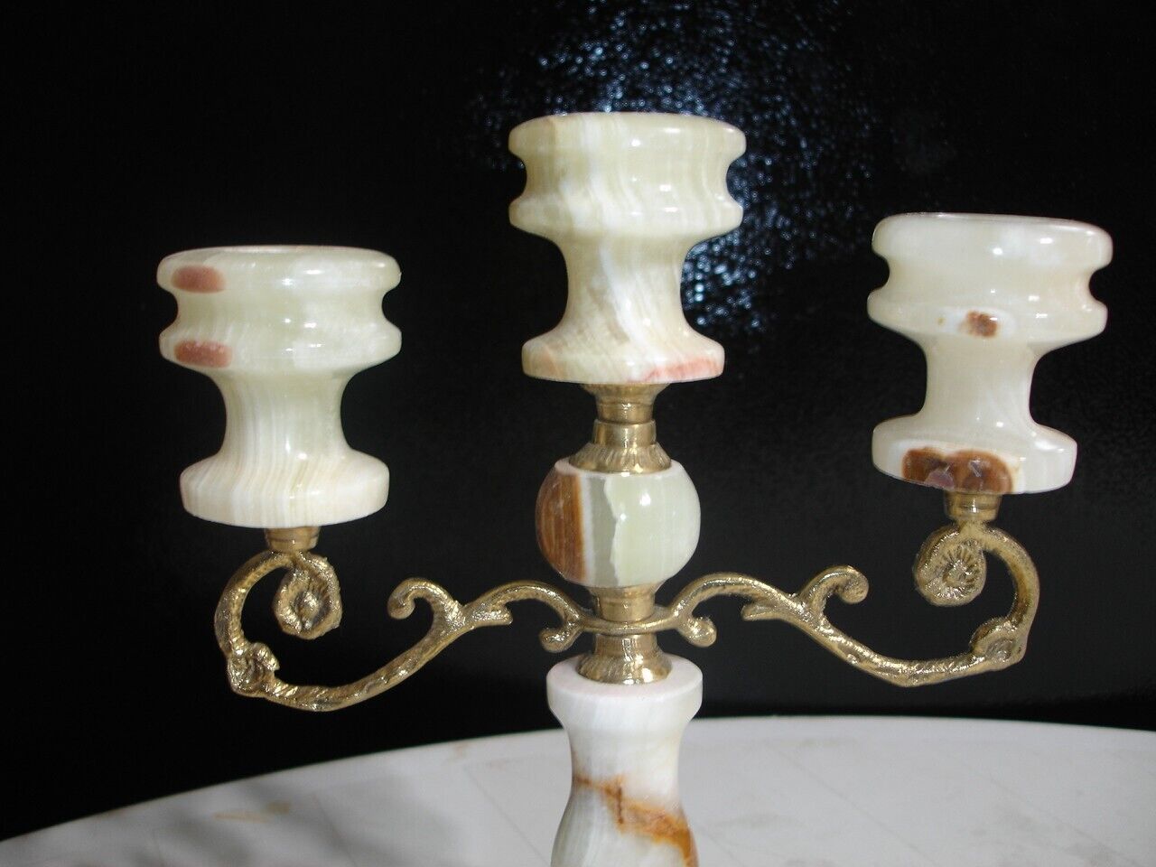 Vintage Candelabra marble base 3 arm Candle Holder Marble Base Ornate