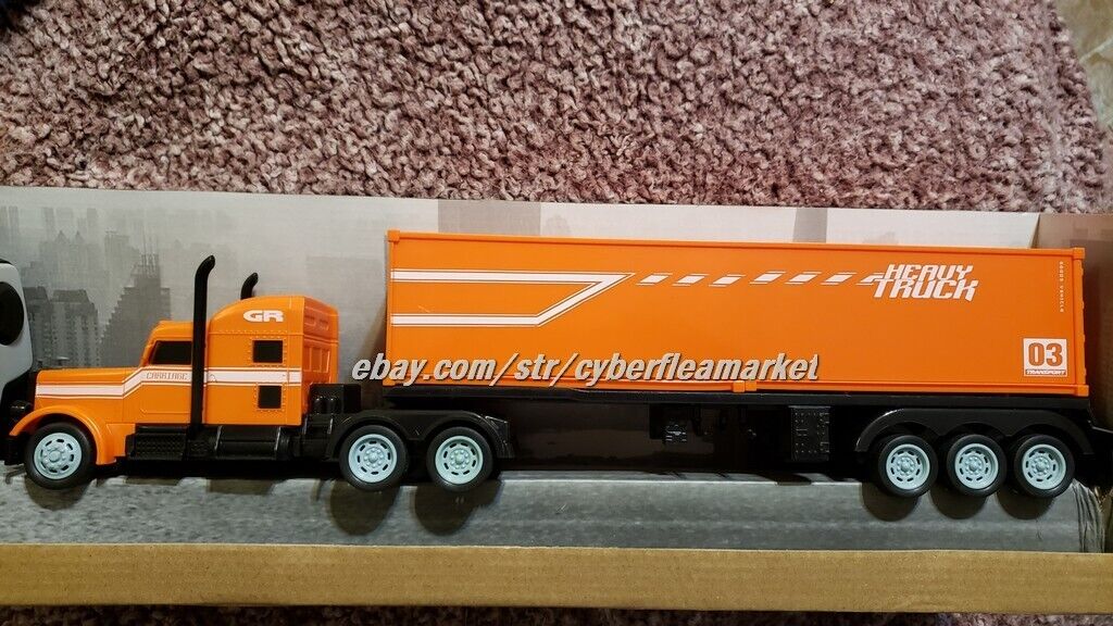 RC Semi Truck & Trailer 18 Inch 2.4Ghz Fast Speed 1:16 Scale RECHARGEABLE ORANGE