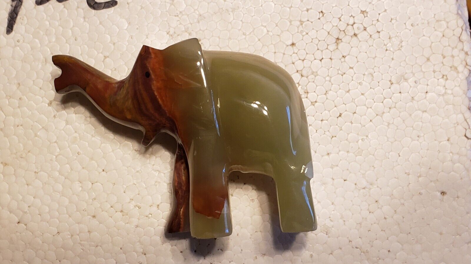 Vintage Marble Onyx Stone Hand Carved Elephant Figurine Statue 4 inches Tall