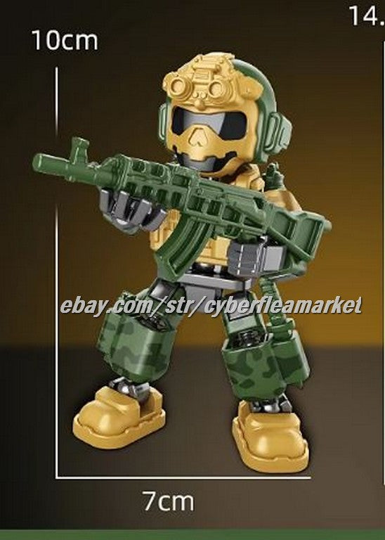 Flame Commando Factions - 4 inch posable Military action Mercs - QUAD SQUAD of 4