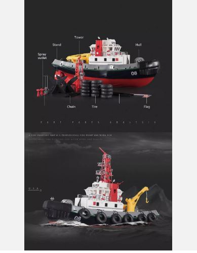 RC Henglong 3810 2.4G RTR Seaport Tug Boat With Lights & WORKING WATER HOSE
