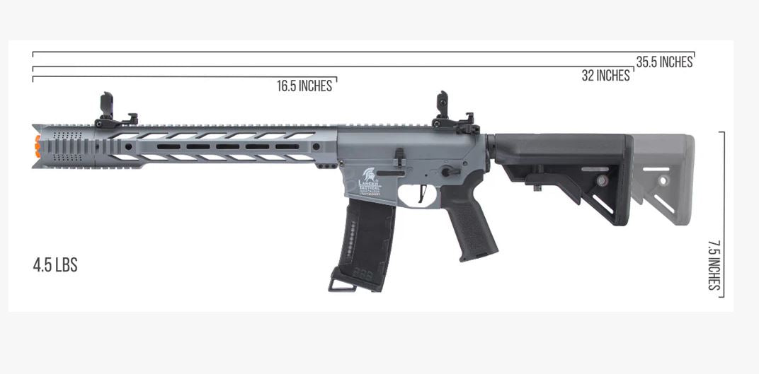 Lancer Tactical Gen 3 Interceptor SPR Airsoft M4 AEG Rifle 380-400 FPS CQB GREY