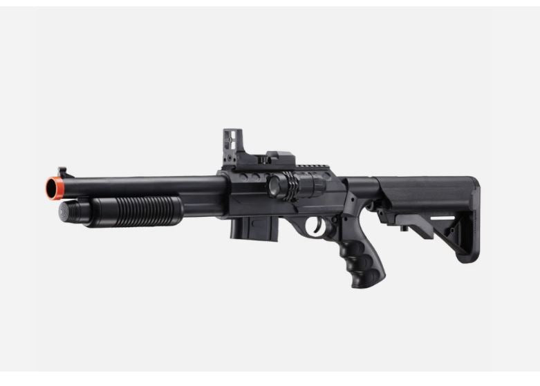 300 FPS PUMP ACTION SPRING AIRSOFT SHOTGUN GUN w/ SCOPE FLASHLIGHT UKARMS M0581C