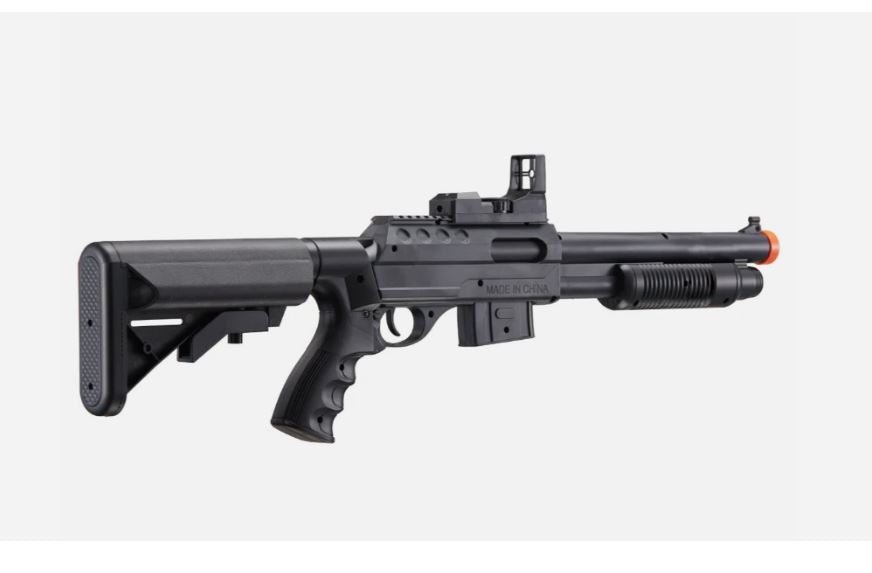 300 FPS PUMP ACTION SPRING AIRSOFT SHOTGUN GUN w/ SCOPE FLASHLIGHT UKARMS M0581C