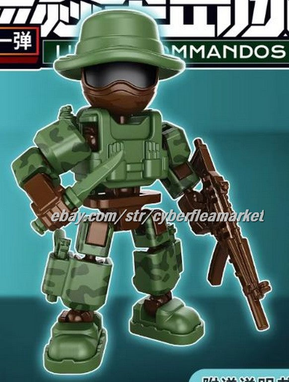 Flame Commando Factions - 4 inch posable Military action Mercs - QUAD SQUAD of 4