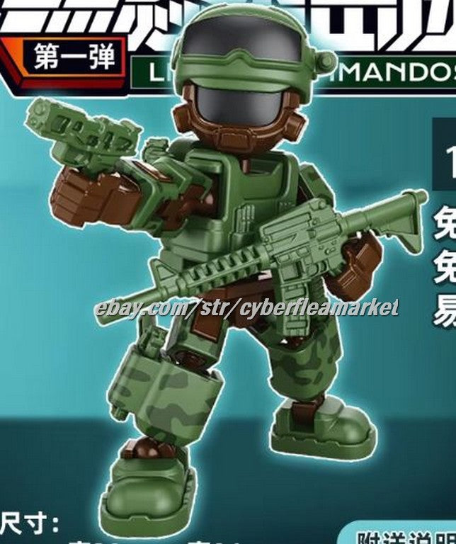 Flame Commando Factions - 4 inch posable Military action Mercs - QUAD SQUAD of 4