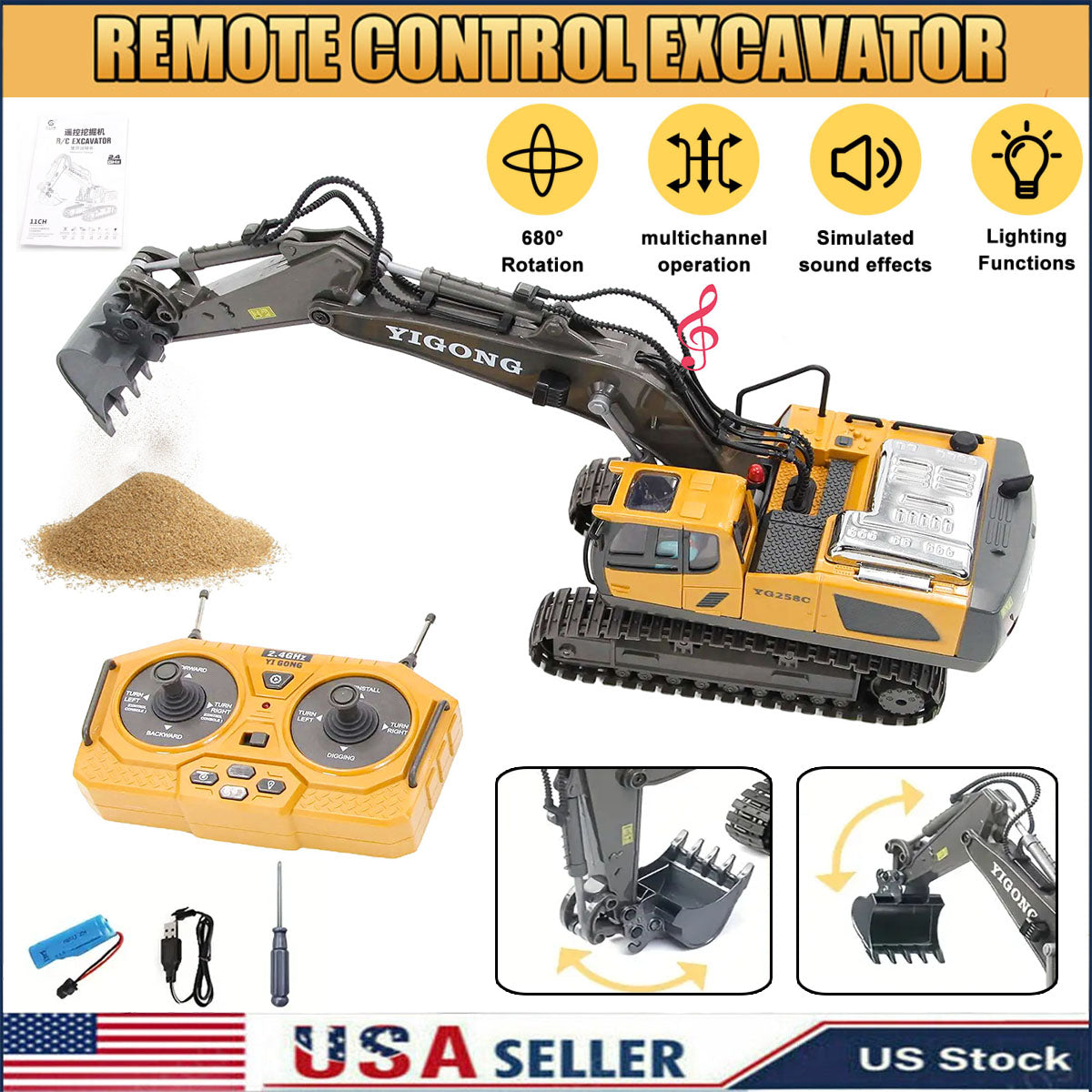 RC Construction 1:24 Wheel Loader, Dump Truck, Excavator