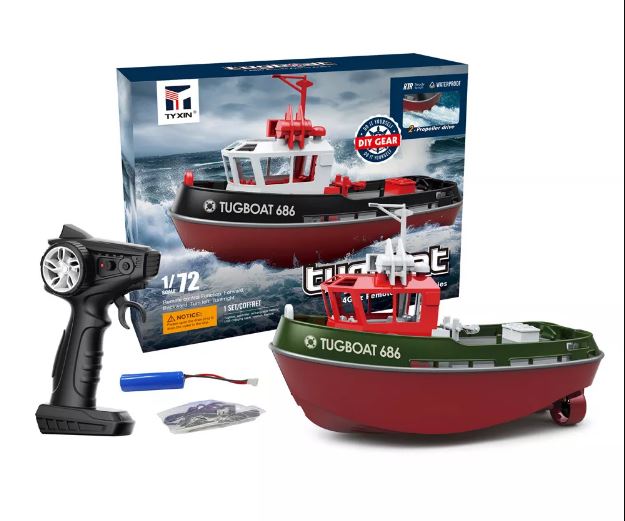 RC Tugboat 686 Model (1/72) - 2.4G, Wireless, Dual Motor, Remote Control,