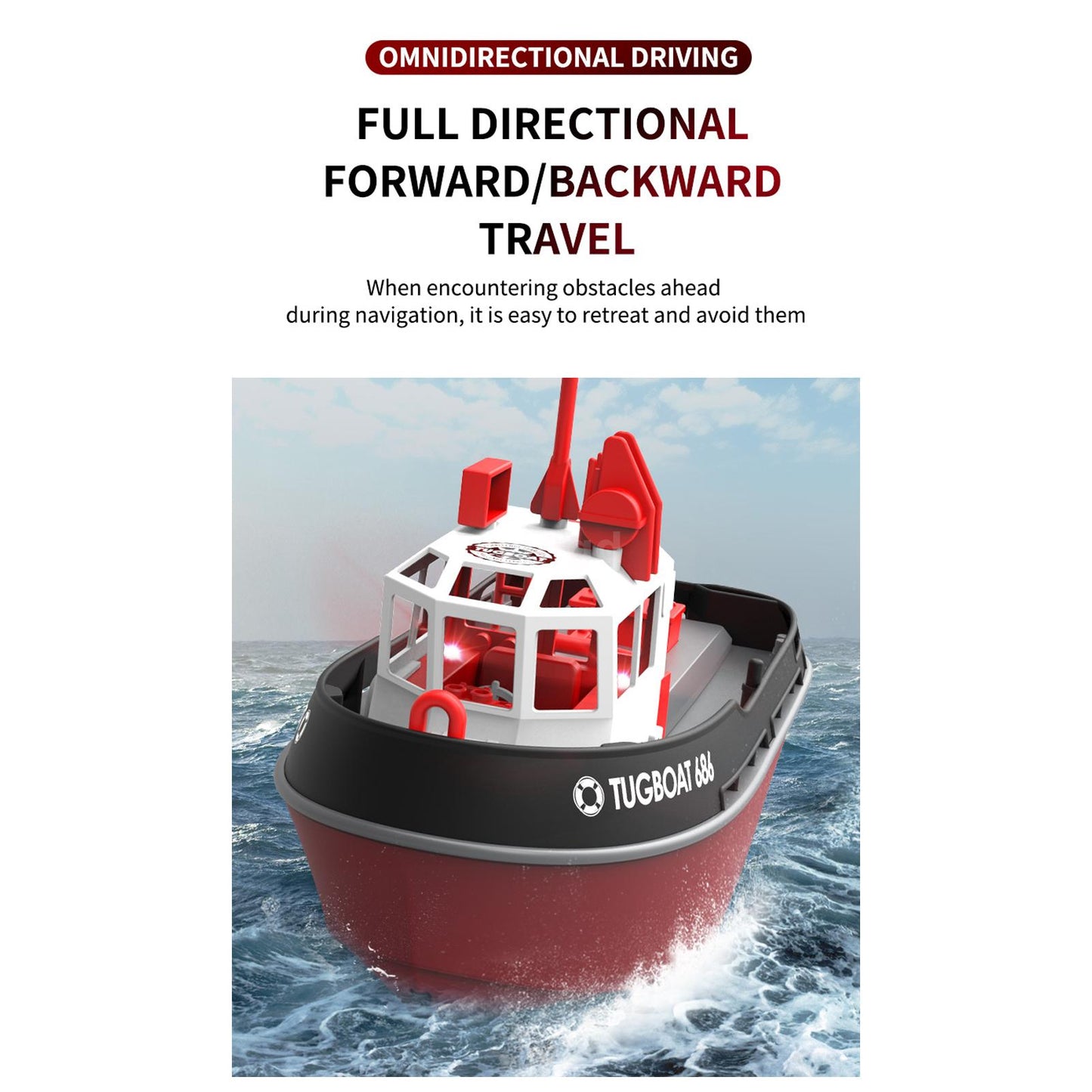 RC Tugboat 686 Model (1/72) - 2.4G, Wireless, Dual Motor, Remote Control,
