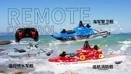 RC Police Pursuit Ship with operating Water Cannon / RC Camo Attack Boat